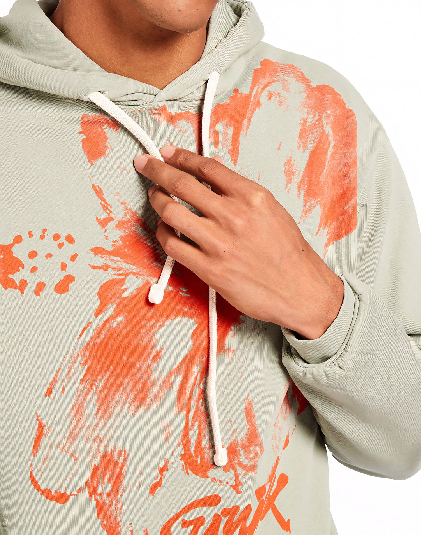 FLORAL PRINT OVERDYED COTTON HOODIE