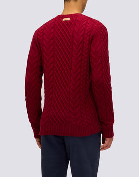 MAGLIONE UOMO GIROCOLLO CON TRECCE IN LANA MERINO E CACHEMIRE