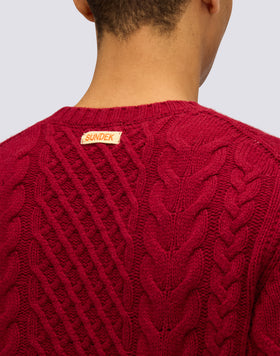 MAGLIONE UOMO GIROCOLLO CON TRECCE IN LANA MERINO E CACHEMIRE