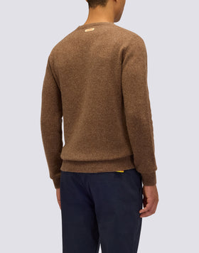 PULL COL ROND POUR HOMME EN LAINE MÉLANGÉE