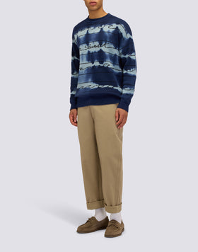 JERSEY DE CUELLO REDONDO PARA HOMBRE CON MOTIVO DE ONDAS EN JACQUARD