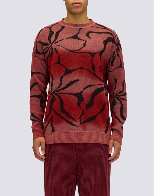 MAGLIONE UOMO A GIROCOLLO JACQUARD MOTIVO HIBISCUS