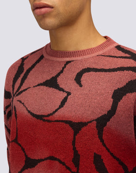 JERSEY DE CUELLO REDONDO PARA HOMBRE CON MOTIVO JACQUARD DE HIBISCUS