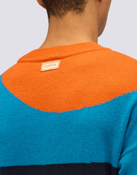 MEN'S CREW NECK SWEATER WITH 3-COLOR INTARSIA