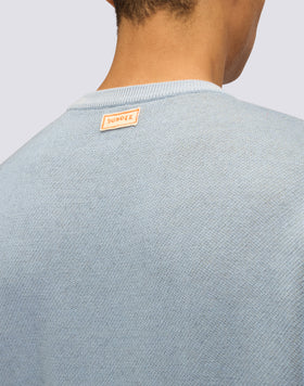 MEN'S CREW-NECK JACQUARD SWEATER WITH BOAT IN THE MIDDLE OF THE SEA DESIGN