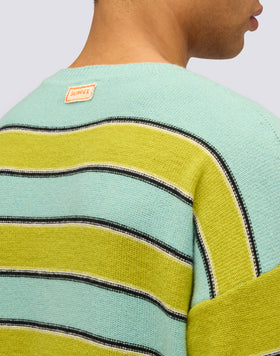 PULL COL ROND UNISEX À MOTIF MULTI-RAYURES