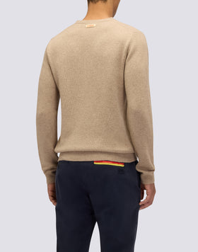 PULL COL ROND POUR HOMME EN LAINE MÉLANGÉE