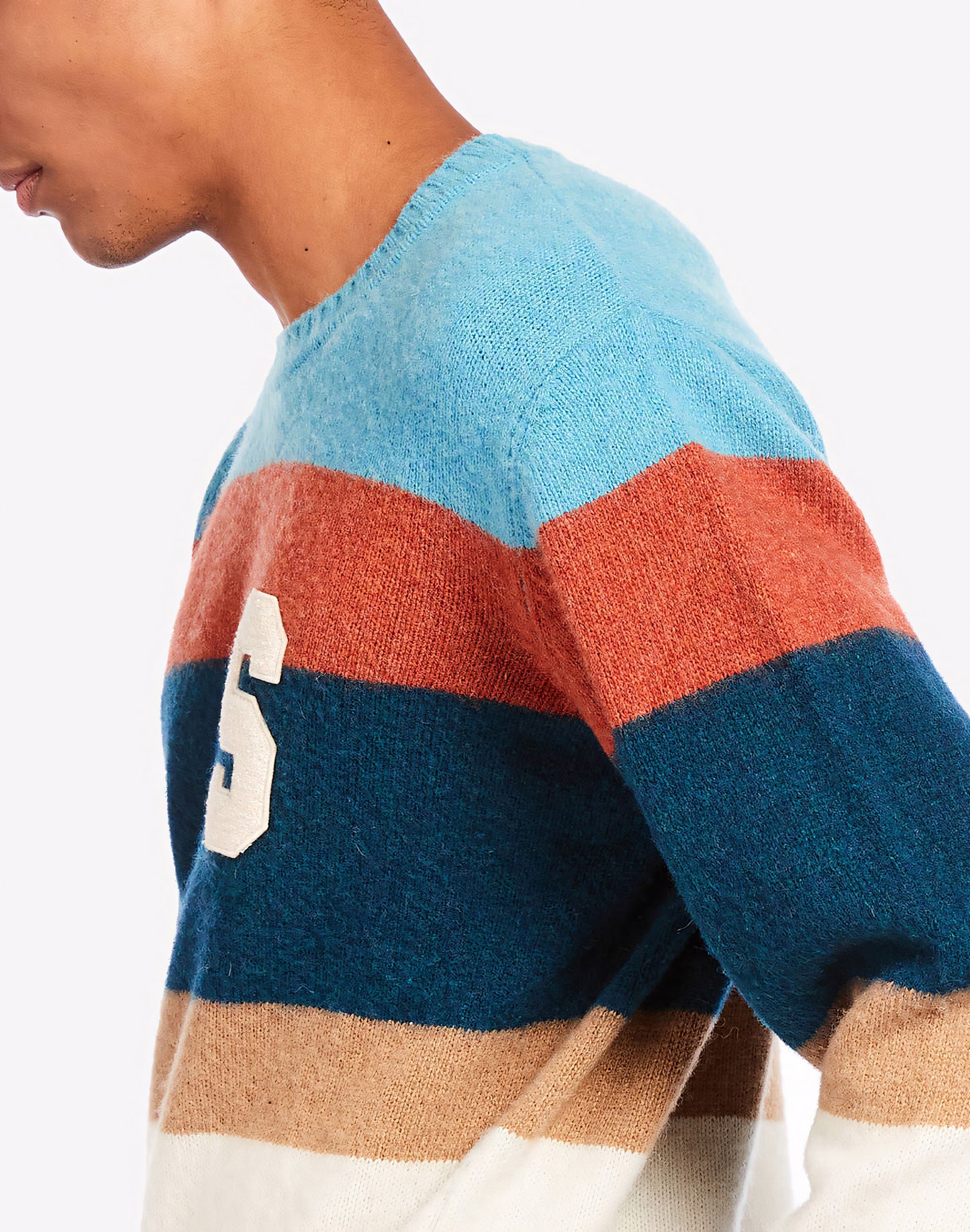 STRIPED CREW NECK JUMPER WITH PATCH