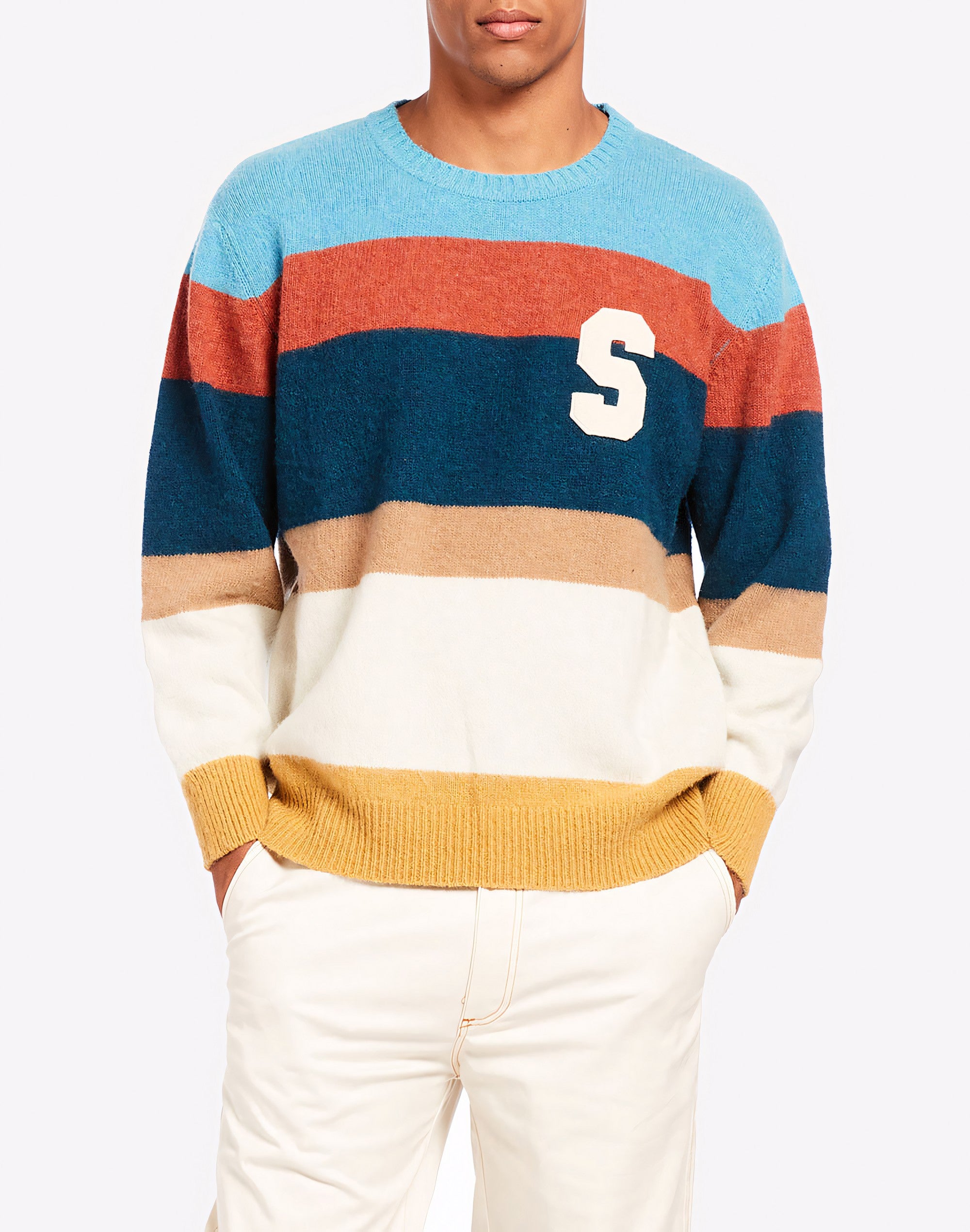 Sundek MAGLIONE GIROCOLLO A RIGHE CON PATCH GM013KIW110031001 SUNDEK