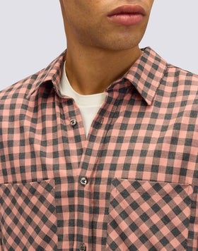 CAMICIA UOMO A QUADRETTI IN COTONE GABARDINA TINTO FILO