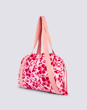 AVA - SAC EN NYLON AVEC POIGNÉES ET LACETS IMPRIMÉS HIBISCUS SK23