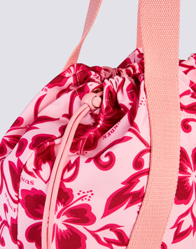 AVA - SAC EN NYLON AVEC POIGNÉES ET LACETS IMPRIMÉS HIBISCUS SK23