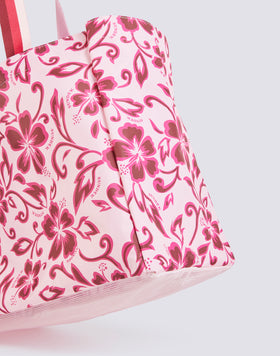 AVA - SAC EN NYLON AVEC POIGNÉES ET LACETS IMPRIMÉS HIBISCUS SK23