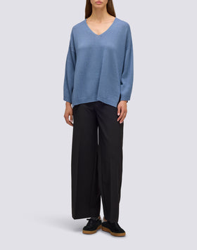 WOMEN'S LONG TROUSERS IN POLY VISCOSE TWILL