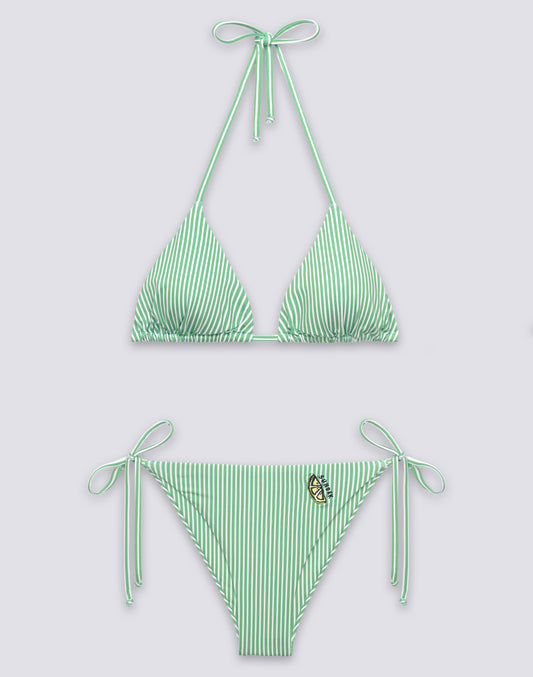 MAILLOT DE BAIN FEMME HAUT TRIANGLE ET SLIP À NŒUDS AVEC BRODERIE FRUITS
