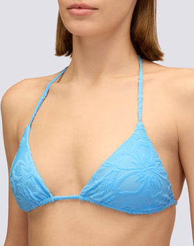 JENNIFER - HAUT DE MAILLOT DE BAIN TRIANGLE EN ÉPONGE AVEC LACETS RÉGLABLES ET MOTIF SK23