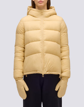 WOMEN'S SHORT PADDED DOWN JACKET WITH HOOD