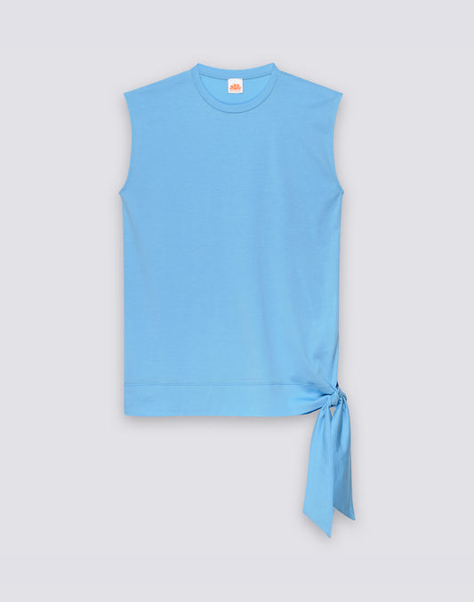 MINI ABITO DONNA IN COTONE JERSEY CON NODO LATERALE