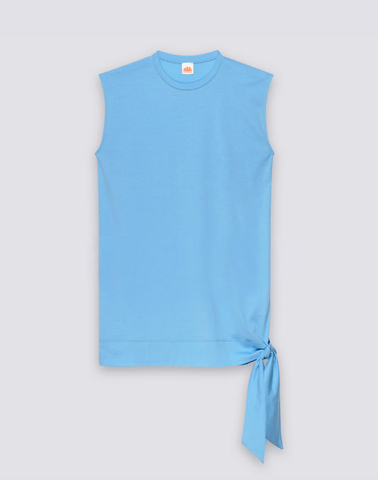 MINI ABITO DONNA IN COTONE JERSEY CON NODO LATERALE