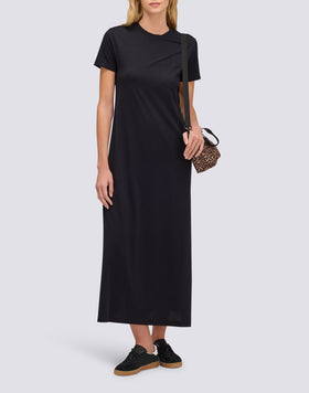 WOMEN'S LONG COTTON JERSEY DRESS WITH SIDE SLITS