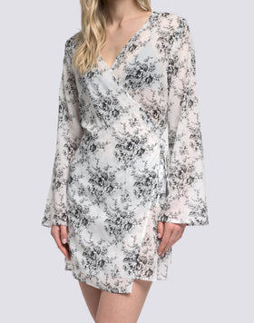 ABITO DONNA WRAPOVER STAMPA ROSE DE JOIE