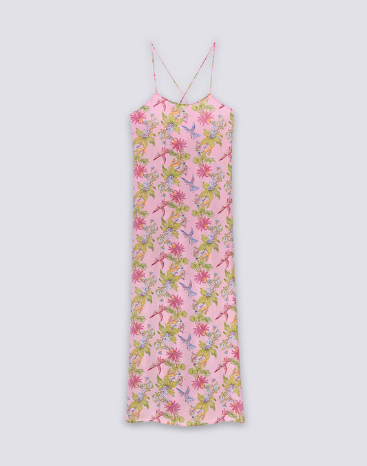 ABITO DONNA SENZA MANICHE LUNGO STAMPA SWEET PARROT