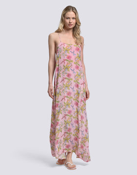 ABITO DONNA SENZA MANICHE LUNGO STAMPA SWEET PARROT