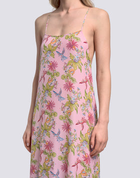 ABITO DONNA SENZA MANICHE LUNGO STAMPA SWEET PARROT