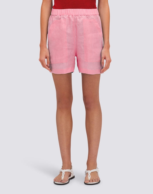 WOMEN'S LINEN SHORTS WITH FATIGUE POCKETS