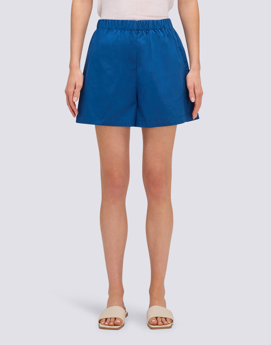 WOMEN'S ELASTICATED WAIST SHORTS IN COTTON POPLIN