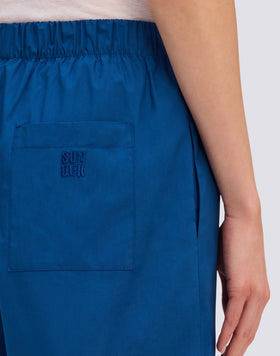 SHORTS DONNA A VITA ELASTICATA IN POPELINE DI COTONE