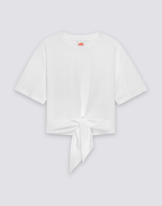 T-SHIRT DONNA CROP BOXY FIT CON NODO