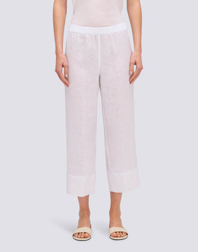 PANTALON LONG EN LIN POUR FEMME AVEC TAILLE ÉLASTIQUE