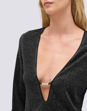 ABITO CORTO DONNA IN LUREX CON SCOLLO PROFONDO