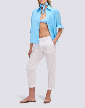 PANTALONI LUNGHI DONNA A SIGARETTA IN COTONE POPELINE