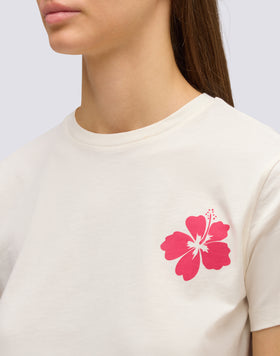 T-SHIRT FEMME COUPE RÉGULIÈRE AVEC FLEUR