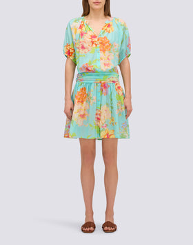 VESTIDO CORTO ESTAMPADO DE FLORES