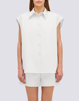 SLEEVELESS POPLIN SHIRT
