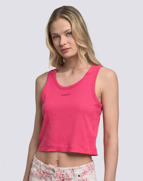 CANOTTA CROP CON LOGO RICAMATO