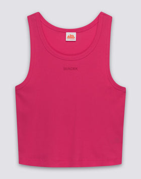 DÉBARDEUR FEMME À CÔTES AVEC LOGO BRODÉ