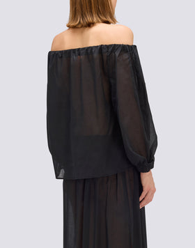 BLUSA IN VOILE DI COTONE CON SCOLLO A BARCA