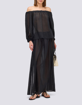 BLUSA IN VOILE DI COTONE CON SCOLLO A BARCA