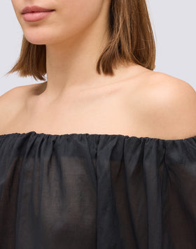 BLUSA IN VOILE DI COTONE CON SCOLLO A BARCA