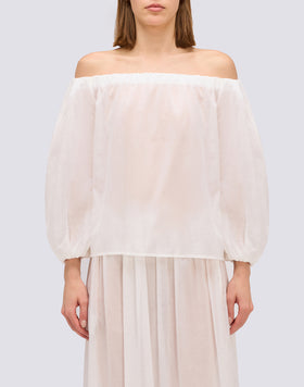 BLUSA DE GASA DE ALGODÓN CON ESCOTE BARCO