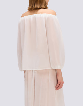 BLUSA DE GASA DE ALGODÓN CON ESCOTE BARCO