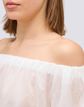 BLUSA DE GASA DE ALGODÓN CON ESCOTE BARCO