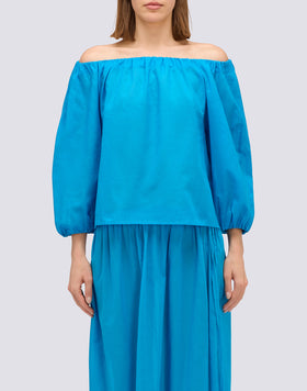 BLUSA IN VOILE DI COTONE CON SCOLLO A BARCA