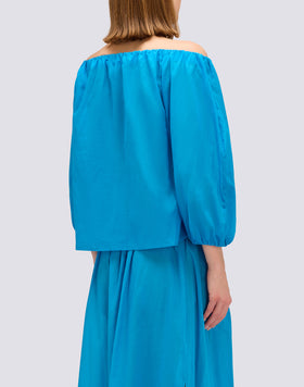 BLUSA IN VOILE DI COTONE CON SCOLLO A BARCA