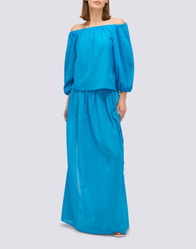 BLUSA IN VOILE DI COTONE CON SCOLLO A BARCA