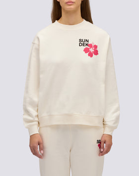 SUDADERA DE MUJER CON CUELLO REDONDO Y FLOR